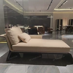 Warm Sand Leather Sofa Set with Natural Burl Wood Veneer, Polished Stainless Steel Trim & Fluid Curved Silhouette